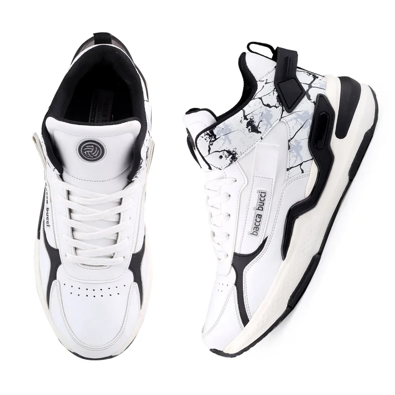 Bacca Bucci Black Veera Athletic Mid Top White Sneakers for Men | Best Price UAE